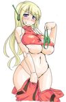  artist_request blonde_hair blue_eyes blush breasts cave_story curly_brace doll_joints doukutsu_monogatari huge_breasts lute panties robot underboob underwear 