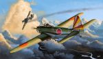  aerial_battle aircraft airplane battle cloud dogfight flying graphite_(medium) gyan_(akenosuisei) ki-43_hayabusa mechanical_pencil military military_vehicle original pencil pilot scenery sky traditional_media typhoon_(airplane) world_war_ii 