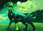  creature derivative_work dog_focus full_moon gen_6_pokemon legendary_pokemon looking_to_the_side moon night night_sky no_humans outdoors pokemon pokemon_(creature) pokemon_trading_card_game sky solo standing vrchimp zygarde zygarde_(10) 