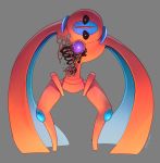  black_eyes commentary creature deoxys deoxys_(defense) english_commentary full_body gen_3_pokemon grey_background highres legs_apart looking_at_viewer no_humans pokemon pokemon_(creature) recover_(pokemon) simple_background solo sony-shock standing trypophobia 