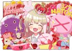  1girl blush cake closed_eyes crown fang food hair_ornament happy_birthday kureya908 long_hair natori_sana open_mouth portrait sana_channel solo virtual_youtuber 