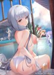  5girls aqua_bikini ass azur_lane bikini blue_eyes blush breasts character_request eyebrows_visible_through_hair hair_bun hair_ornament hair_ribbon i-19_(azur_lane) illustrious_(azur_lane) large_breasts lifebuoy long_hair looking_at_viewer mole mole_under_eye mujinbi multiple_girls pool purple_eyes purple_hair red_hair ribbon running school_swimsuit side_bun stuffed_animal stuffed_toy stuffed_unicorn swimsuit unicorn_(azur_lane) very_long_hair white_bikini 