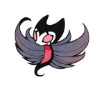  1other commentary flying full_body grimmchild hollow_knight looking_at_viewer lowres no_humans open_mouth red_eyes simple_background solo ugly_cat white_background wings 