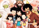 3girls 6+boys :d ;) ^_^ afro animal baby beard bee_(dragon_ball) black-framed_eyewear black_eyes black_hair blue_eyes blush brothers cape chi-chi_(dragon_ball) china_dress chinese_clothes clenched_hand clenched_teeth closed_eyes collared_shirt dog dot_nose double_v dragon_ball dragon_ball_super dress dress_shirt eyelashes facial_hair family father_and_daughter father_and_son furrowed_eyebrows glasses gloves gradient gradient_background grandfather_and_granddaughter grandmother_and_granddaughter grey_eyes gyuu_mao hair_between_eyes hair_bobbles hair_bun hair_ornament hairband hand_on_another&#039;s_shoulder hand_on_hip hand_up hat height_difference high_ponytail holding holding_animal husband_and_wife long_sleeves looking_at_another looking_at_viewer looking_back looking_down majin_buu mattari_illust medium_hair mother-in-law_and_daughter-in-law mother_and_daughter mother_and_son mr._satan multiple_boys multiple_girls mustache neckerchief one_eye_closed open_mouth orange_background pan_(dragon_ball) piccolo pink_hairband pink_shirt pink_sweater pointy_ears ponytail purple_neckwear shirt siblings simple_background smile son_gohan son_gokuu son_goten spiked_hair suspenders sweater teeth thumbs_up turban upper_teeth v v_arms videl waistcoat waving white_background white_shirt wristband yellow-framed_eyewear yellow_gloves 