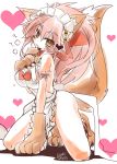  1girl :3 animal_ear_fluff animal_ears apron ass bell bell_collar blush blush_stickers breasts cat_hair_ornament cat_paws cleavage collar eyebrows_visible_through_hair fate/grand_order fate_(series) fox_ears fox_girl fox_tail gloves hair_ornament heart hisame_genta jingle_bell large_breasts naked_apron no_panties paw_gloves paw_shoes paws pink_hair sexually_suggestive shoes solo tail tamamo_(fate)_(all) tamamo_cat_(fate) white_apron yellow_eyes 