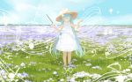  cropped dress flowers grass hatsune_miku lf music summer_dress twintails vocaloid 