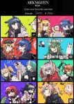  6+girls animal_ears apple_pie arknights ch&#039;en_(arknights) character_request deer_antlers demon_horns dinergate_(girls_frontline) drooling energy_wings english_text explosion food gavial_(arknights) girls_frontline halo headphones highres horns horse_ears hoshiguma_(arknights) lancet-2_(arknights) lappland_(arknights) mayer_(arknights) mcdonald&#039;s mostima_(arknights) multiple_girls nearl_(arknights) oni_horns projekt_red_(arknights) robot saliva saria_(arknights) swire_(arknights) texas_(arknights) toast toaster vento waai_fu wolf_ears 