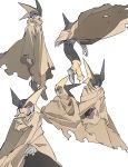  1boy absurdres black_bodysuit bodysuit brown_cape brown_cloak cape cloak closed_eyes expressions forte_exe gloves helmet highres jumping looking_away male_focus multiple_views netnavi open_eyes red_eyes robot rockman rockman_exe sandlake serious solo standing torn_clothes white_gloves 