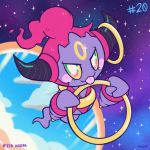  character_name commentary creature english_commentary floating full_body gen_6_pokemon green_eyes holding hoopa looking_at_viewer no_humans number pokemon pokemon_(creature) pokemon_number portal_(object) signature sky star_(sky) starry_sky tonestarr tongue tongue_out 