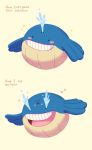  ._. :d blush_stickers commentary creature english_commentary english_text full_body gen_3_pokemon grin heart highres no_humans open_mouth pokemon pokemon_(creature) simple_background smile tonestarr wailmer white_background 