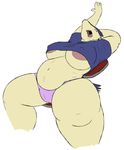  anthro big_breasts big_thighs breasts chair cleavage clothed clothing eddy_okapi eddytheokapi emeraldseahorse eyes_closed female lounging nintendo nipples open_mouth overweight panties plain_background pok&#233;mon pok&#233;morph pokemon solo stretching tears typhlosion underwear video_games white_background yawn 