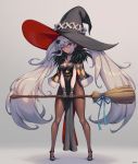  1girl absurdres bara_(totocos) black_legwear breasts capelet dress hat highres long_hair original twintails witch witch_hat wizard wizard_hat 