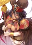  black_hair breasts darius eiyuu_senki eiyuu_senki_ww gloves hat highres large_breasts purple_eyes scepter thighhighs underboob 