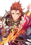  1boy armor character_request granblue_fantasy highres kurosawa_tetsu red_hair solo sword weapon yellow_eyes 