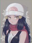  1girl beanie blue_hair breasts commentary_request hair_ornament hat highres hikari_(pokemon) long_hair looking_at_viewer mokorei platinum_berlitz pokemon pokemon_(game) pokemon_dppt pokemon_special scarf solo 