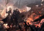  2girls armor fate/grand_order fate_(series) fire jeanne_d&#039;arc_(fate) jeanne_d&#039;arc_alter tagme_(artist) 