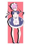  1girl absurdres anchor bangs breasts c.wood.ats cleavage commentary_request dress highres hololive maid maid_headdress minato_aqua outstretched_arms pink_eyes pink_hair plate shoes simple_background socks solo standing virtual_youtuber 