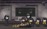  &gt;_&lt; 1boy 6+girls black_hair chibi commander_(girls_frontline) girls_frontline interrogation lego lego_brick multiple_girls nyto_larvae_(girls_frontline) nyto_mercurows_(girls_frontline) o_o smile the_mad_mimic torture treadmill whip whipping window 