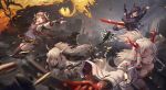  arknights ch&#039;en_(arknights) eyjafjalla_(arknights) group horns jay_xu lappland_(arknights) long_hair ponytail sword tagme_(character) texas_(arknights) weapon 