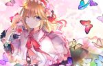  alice_margatroid blonde_hair butterfly kazu_(muchuukai) long_hair short_hair touhou wink 