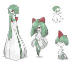  bangs blunt_bangs chibi chibi_inset chillarism closed_mouth commentary evolution flat_chest full_body gardevoir gen_3_pokemon green_hair green_skin hair_between_eyes hair_over_eyes hair_over_one_eye half-closed_eyes happy highres kirlia leg_up lifted_by_self long_hair looking_at_viewer mega_gardevoir mega_pokemon motion_lines multiple_views no_humans open_mouth pokemon pokemon_(creature) ralts red_eyes shiny shiny_hair short_hair simple_background smile standing standing_on_one_leg two-tone_skin white_background white_skin 