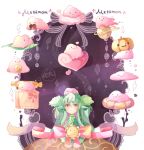  ._. 1girl chaloc7 character_name closed_mouth creature ditto gen_1_pokemon gen_5_pokemon green_hair heart lilligant long_hair personification pink_eyes pink_ribbon pokemon pokemon_(creature) pumpkin ribbon smile transform_(pokemon) transformed_ditto 