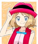  1girl blonde_hair blue_eyes closed_mouth cu-sith hat highres looking_at_viewer pokemon pokemon_(anime) pokemon_xy_(anime) serena_(pokemon) short_hair smile solo 