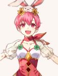  1girl animal_ears bunny_ears est_(fire_emblem) fake_animal_ears fire_emblem fire_emblem:_mystery_of_the_emblem fire_emblem_heroes jurge open_mouth pink_eyes pink_hair see-through_sleeves short_hair simple_background solo upper_body white_background 