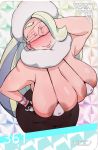  blush breasts hand_over_face hat highres huge_breasts jewelry melon_(pokemon) muruchi- pantyhose pokemon pokemon_(game) pokemon_swsh ring 
