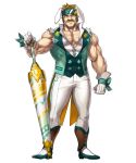  1boy alternate_costume animal_ears bartre_(fire_emblem) boots bow brown_eyes brown_hair bunny_ears dai-xt facial_hair fire_emblem fire_emblem:_the_binding_blade fire_emblem_heroes flower full_body gloves headband highres muscle mustache official_art solo transparent_background 