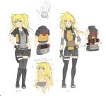  1girl athanatosora blonde_hair blue_eyes fishnets full_body genderswap genderswap_(mtf) gloves jewelry looking_at_viewer naruko naruto_(series) necklace ponytail sandals scroll short_sword shorts smile solo sword tagme tantou twintails uzumaki_naruto weapon whisker_markings 