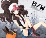  bad_id bad_pixiv_id baseball_cap blue_eyes boots brown_hair denim denim_shorts english gen_5_pokemon hat michio_(fuelmeter) pokemon pokemon_(creature) pokemon_(game) pokemon_bw ponytail shorts tepig touko_(pokemon) vest 