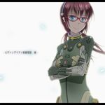  armor backlighting bad_id bad_pixiv_id bangs blue_eyes bodysuit breasts crossed_arms evangelion:_2.0_you_can_(not)_advance glasses gloves green_bodysuit hairband letterboxed light_smile long_hair looking_at_viewer low_twintails makinami_mari_illustrious neon_genesis_evangelion number oumi_(rsag) pauldrons pilot_suit plugsuit purple_hair rebuild_of_evangelion red-framed_eyewear small_breasts smile solo turtleneck twintails upper_body vambraces white_background 