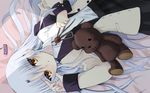  angel_beats! asami_yuriko blazer jacket long_hair lying school_uniform solo stuffed_animal stuffed_toy teddy_bear tenshi_(angel_beats!) yellow_eyes 