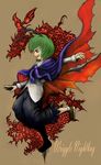  antennae aouji cape green_hair pants short_hair solo touhou wriggle_nightbug 