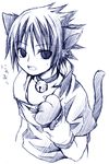  animal_ears bell bell_collar cat cat_ears cat_tail catboy collar kitty kubyou_azami lowres male_focus monochrome naruto neko open_mouth solo tail uchiha_sasuke white_background 