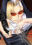  aiming_at_viewer bad_id bad_pixiv_id black_lagoon blood cross eda_(black_lagoon) glasses gun habit holding holding_gun holding_weapon nico_(artist) nun solo sunglasses weapon 