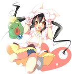  black_hair blush cameltoe dress dress_lift gloves hat k-on! kotobuki_tsumugi long_hair nakano_azusa ojamajo_doremi open_mouth orange_eyes panties pantyshot parody solo thighs toki_ai underwear wrist_cuffs 