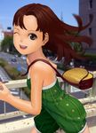  bad_id bad_pixiv_id bag brown_eyes brown_hair child handbag highres long_hair one_eye_closed original running shiny shiny_skin smile solo tko_(hhan) 