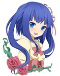  blue_eyes blue_hair bow dress flower furudo_erika hair_ornament nemu_(nebusokugimi) pink_bow solo twintails umineko_no_naku_koro_ni 
