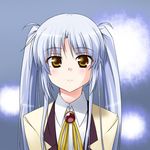  alternate_hairstyle angel_beats! ashikaga_tamane bad_id bad_pixiv_id blazer blue_hair jacket long_hair school_uniform solo tenshi_(angel_beats!) twintails yellow_eyes 