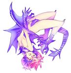  backbend dragon_girl fangs flexible monster_girl monster_hunter nishieda nude orange_eyes pink_hair scales simple_background solo wings yian_garuga 