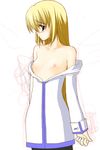  artist_request blonde_hair breasts collet_brunel long_hair long_sleeves nipples pantyhose small_breasts solo tales_of_(series) tales_of_symphonia undressing 