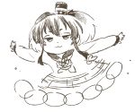  1girl :3 arms_at_sides chibi kantai_collection medium_hair monochrome outstretched_arms sidelocks smug solo spread_arms tokitsukaze_(kantai_collection) uyama_hajime 