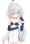  1girl absurdres ahoge bell black_bikini_top black_gloves cowboy_shot eds elbow_gloves fate/grand_order fate_(series) flat_chest fur_trim gloves headpiece highres jeanne_d&#039;arc_(fate)_(all) jeanne_d&#039;arc_alter_santa_lily long_hair pom_pom_(clothes) simple_background sketch solo very_long_hair white_background yellow_eyes 