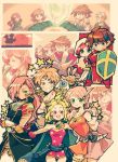  1boy 3girls armor beads blonde_hair brown_hair butz_klauser earrings faris_scherwiz final_fantasy final_fantasy_v galuf_halm_baldesion jewelry knife knight_(final_fantasy) krile_mayer_baldesion lenna_charlotte_tycoon md5_mismatch multiple_girls pink_hair purple_hair saito_piyoko shield spikes star sword weapon white_mage 