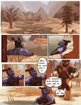  anthro canid canine canis comic detailed_background dialogue domestic_dog dragon duo english_text facial_hair hi_res horn hot_spring kristakeshi male mammal mastiff molosser nature outside rennin reyes rottweiler tagme text water 