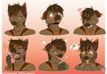  anthro bodily_fluids cross-popping_vein dipstick_ears fur hair hi_res highlights_(coloring) holding_object inner_ear_fluff looking_aside mammal multicolored_ears open_mouth orange_body orange_ears orange_highlights pictographics saliva solo teeth tongue tuft vein vixie00 yawn 