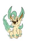  2018 absurd_res alien ambiguous_gender black_eyes brown_nose crossover digital_media_(artwork) disney dupe_(lilo_and_stitch) eeveelution experiment_(lilo_and_stitch) flat_colors hi_res hybrid leafeon lilo_and_stitch nintendo pok&eacute;mon pok&eacute;mon_(species) simple_background smile solo tan_body tombola1993 video_games white_background 