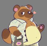  &lt;3 2020 animal_crossing anthro belly brashotter brown_body brown_fur canid canine chunkyfunkys clothed clothing fur hi_res mammal nintendo obese open_shirt overweight raccoon_dog shirt simple_background solo tanuki tom_nook_(animal_crossing) topwear video_games 
